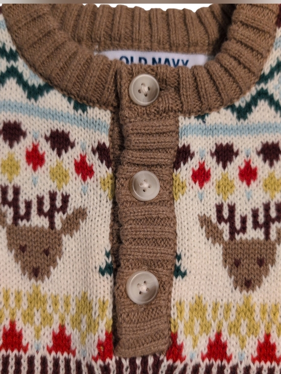 Old Navy Fair Isle Holiday Sweater One-Piece Romper Unisex - Picture 2 of 2